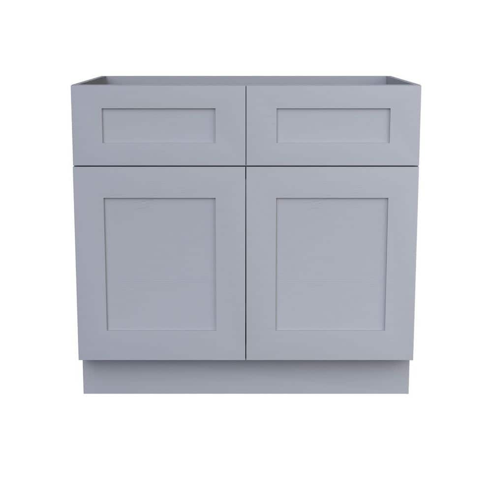 33 in. W x 24 in. D x 34.5 in. H Assembled Base Kitchen Cabinet with 2 Doors and 2 Drawers in Grey price history on PriceWatchPro