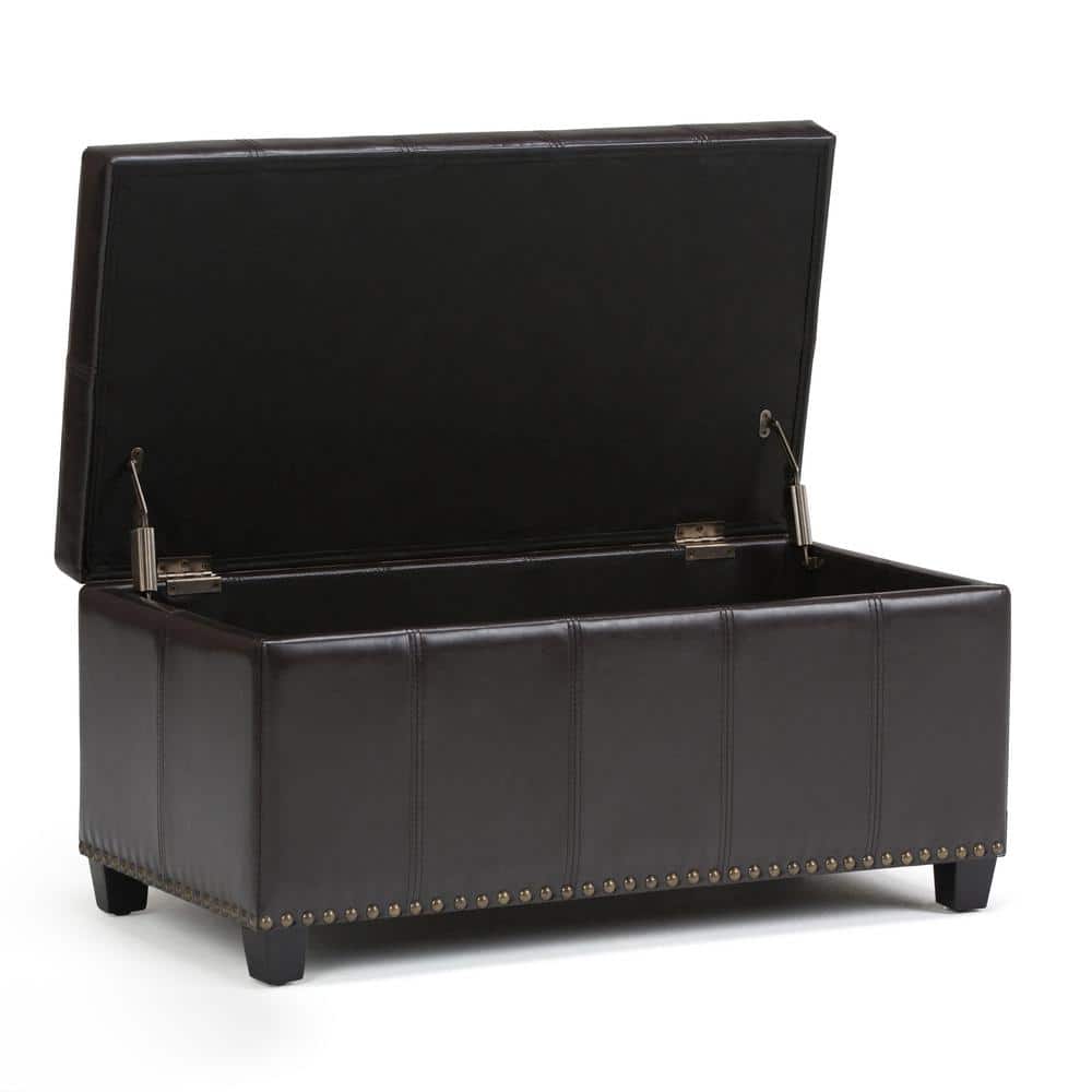 Tanner's Brown Faux Leather Rectangular Storage Bench Ottoman
