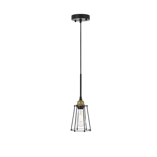Timeless Home Adams 1-Light Brass and Black Pendant