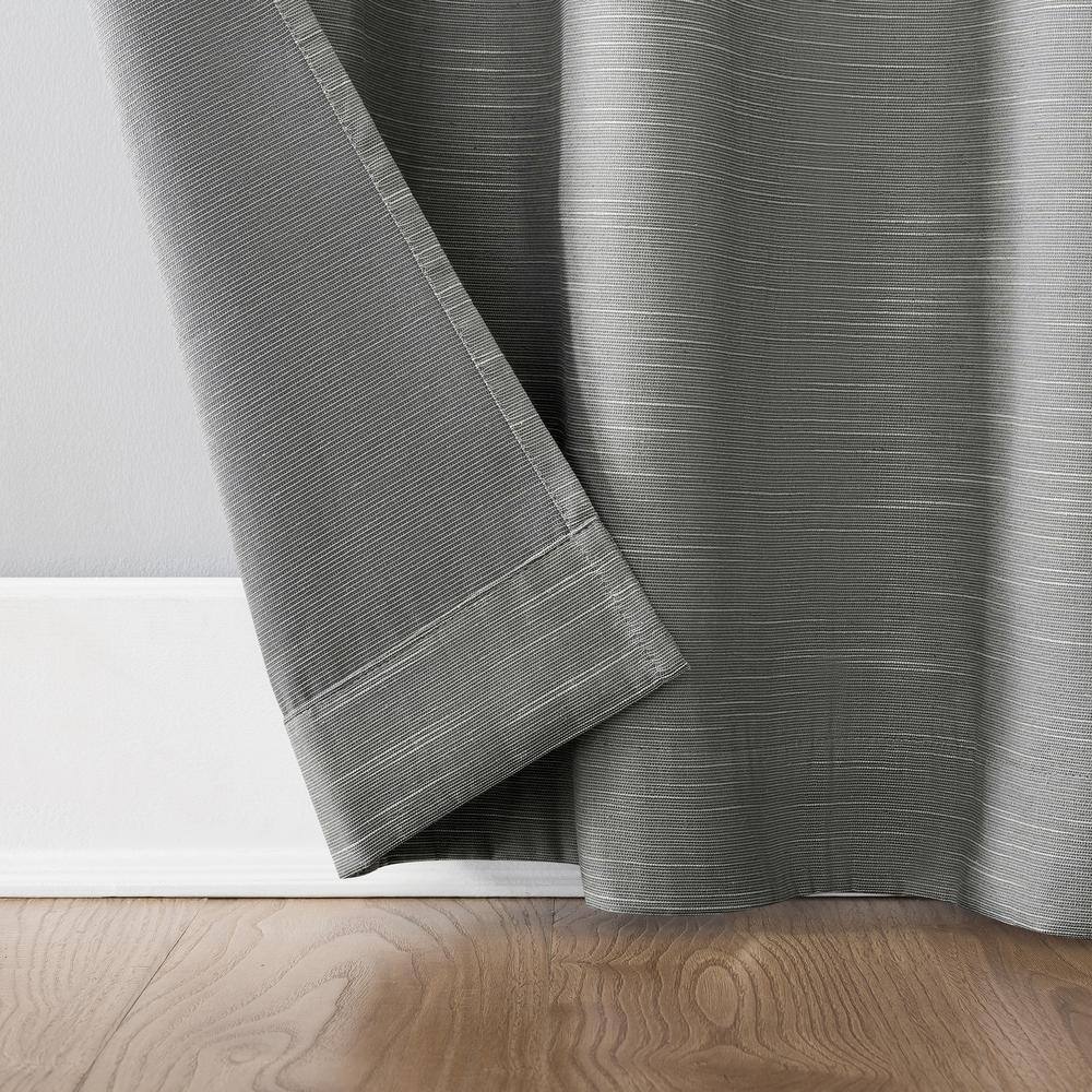 Gray Linen Blend Blackout Grommet Top Curtain Panel, 50" x 63"