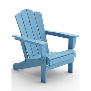 HIPS Classic Light Blue Stitching Folding Plastic Adirondack Chair (Set of 1)