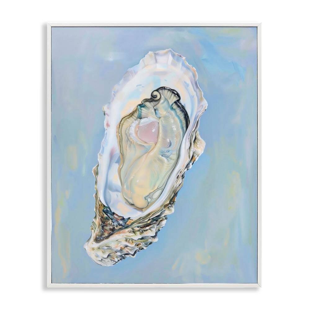 Detailed Oyster on Blue by Arlington Prints White Framed Animal Giclee Art Print 20 in. x 16 in. price history on PriceWatchPro