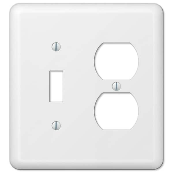 Hampton Bay Declan 2 Gang 1-Toggle and 1-Duplex Steel Wall Plate - White