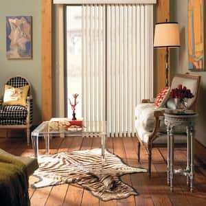 PVC Vertical Blind Reversible Steel Head Cordless Smooth Vanes In White Decor 