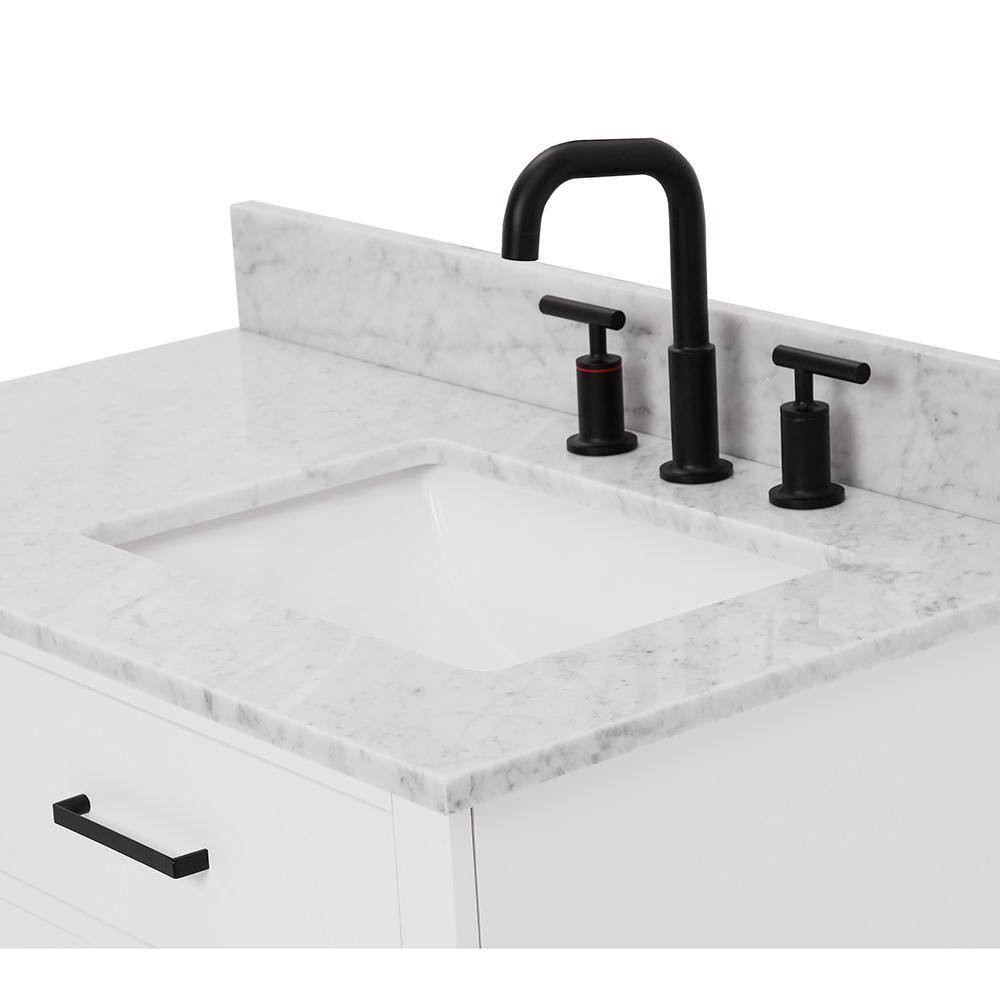 Ariel White 37" Single Basin Vanity with Marble Top