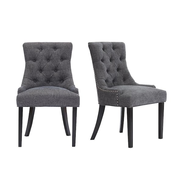 Bakerford Charcoal Gray Upholstered Dining Chair with Tufted Back (Set of 2)