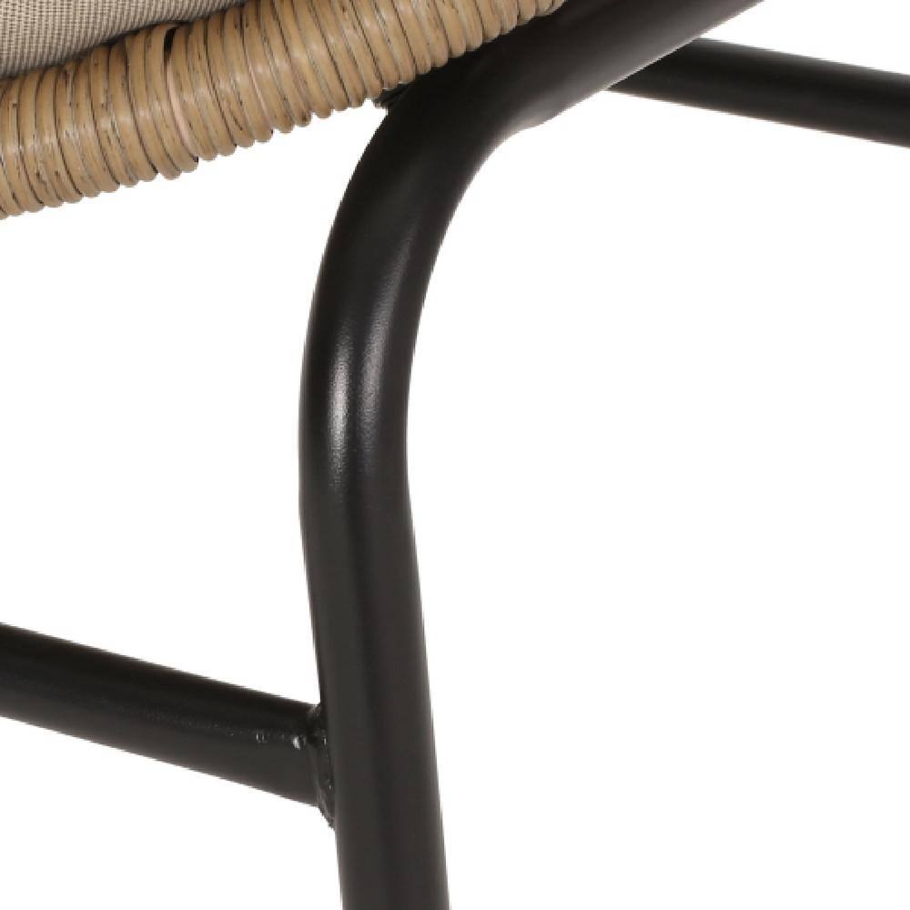 Light Brown and Beige Wicker Outdoor Dining Chairs with Cushions, Set of 2