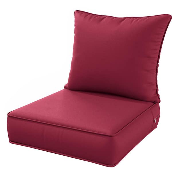 WNP 24 in. x 24 in. x 5 in. Square Outdoor Deep Seating Cushion Set Seat and Back Cushion for Lounge Chair Burgundy