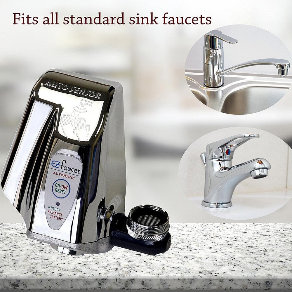 Chrome Automatic Touch-Free Faucet Adapter for Bathroom and Kitchen