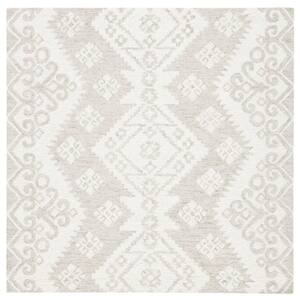 SAFAVIEH Micro-Loop Beige/Ivory 10 ft. x 14 ft. Medallion Border Area ...