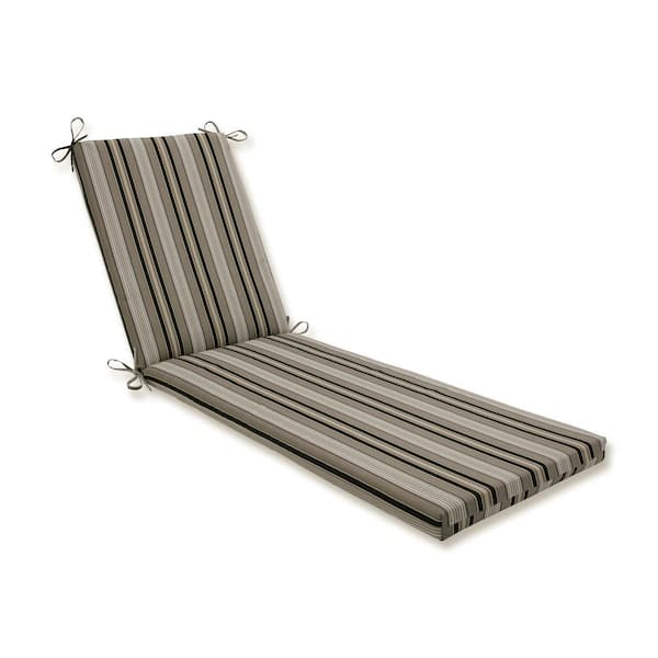 Pillow Perfect Striped 23 x 30 Outdoor Chaise Lounge Cushion in Black/Grey Getaway Stripe