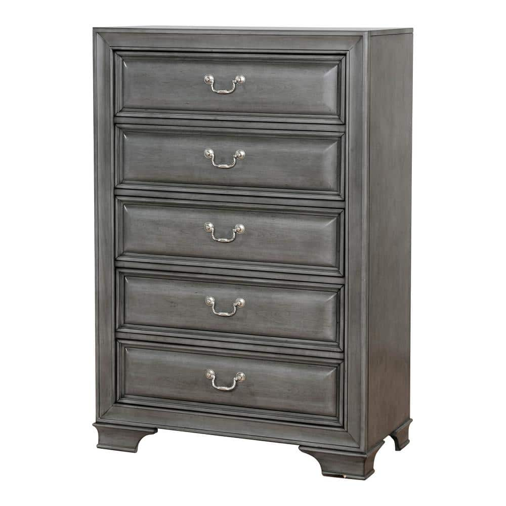 Furniture of America Liam Gray 5-Drawer 36 in. Chest of Drawers IDF ...