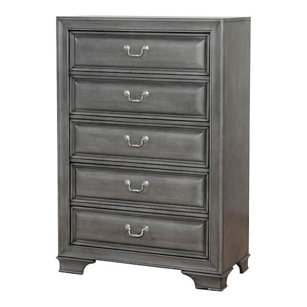 Furniture of America Liam Gray 5-Drawer 36 in. Chest of Drawers