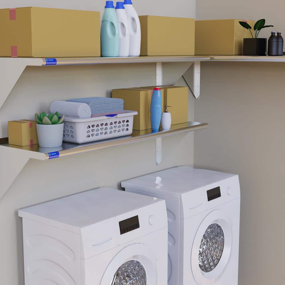 60" Stainless Steel Wall Shelf with Brackets