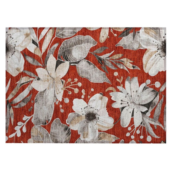 Chantille Machine Washable Indoor/Outdoor Abstract ACN2260 Red 1 ft. 8 in. x 2 ft. 6 in. Accent Rug