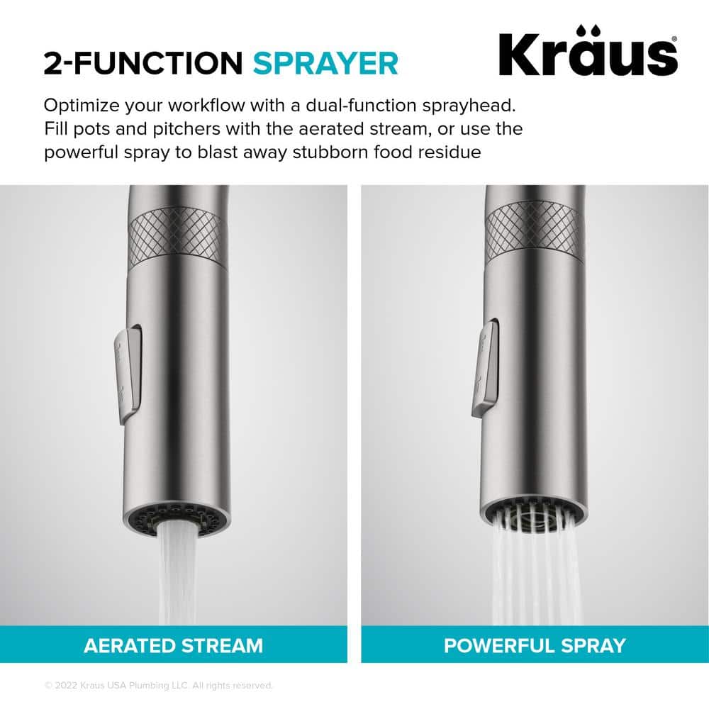 Spot-Free Stainless Steel High-Arc Kitchen Faucet with Pull-Down Spray
