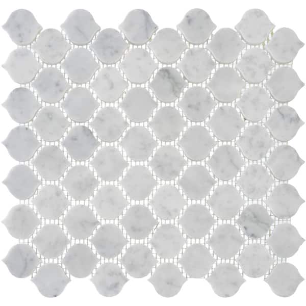 ANDOVA Dayberry Wheat Gray 4.5 in. x 8.25 in. Arabesque Smooth Matte Natural Stone Mosaic Tile Sample