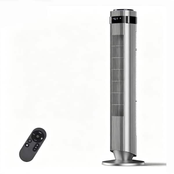 36.6 in. 28dB Silent Bladeless Tower Fan with 64° Oscillation and Smart Mode in Silver