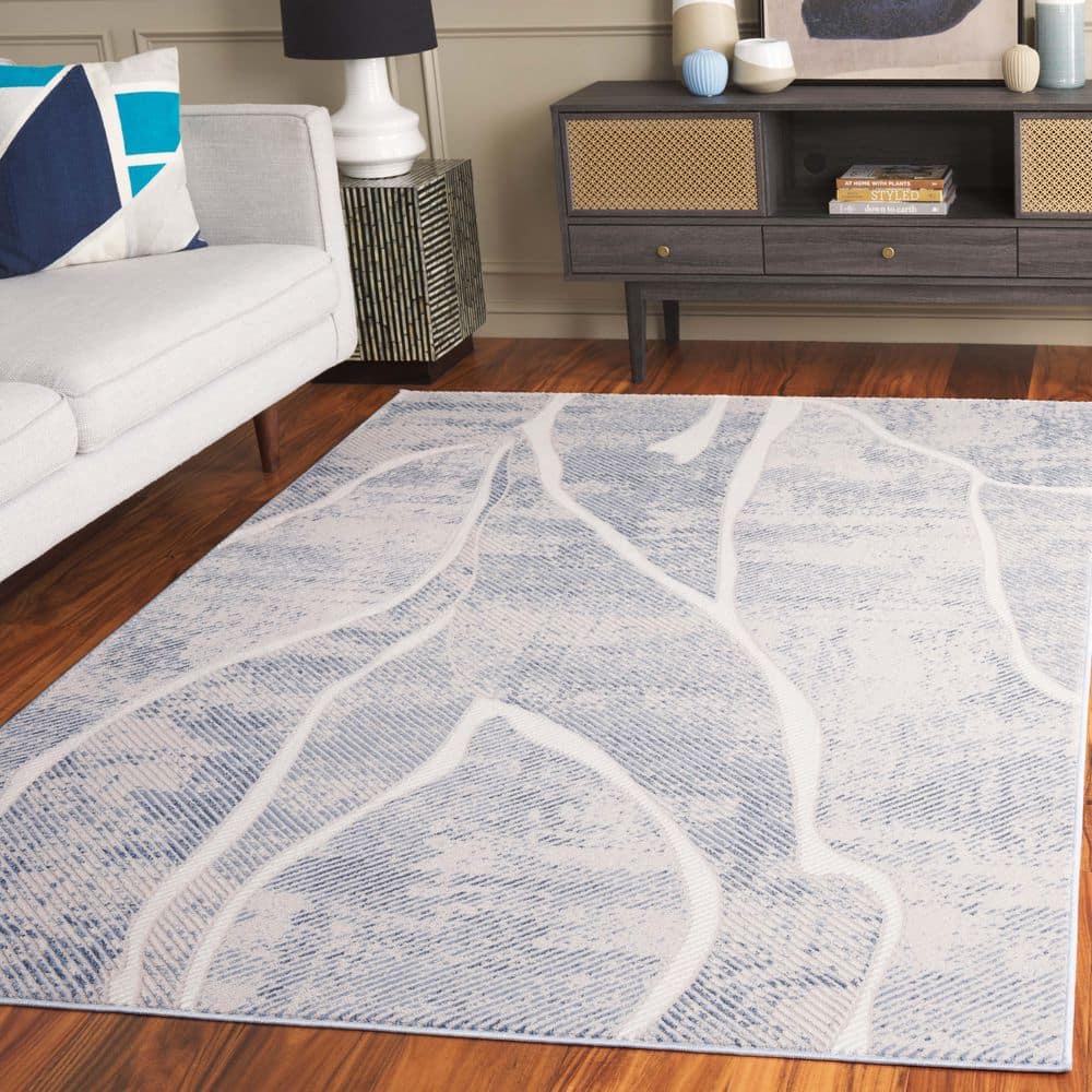 Prestige 4 ft. x 6 ft. Ivory/Blue Abstract Waves Area Rug price history on PriceWatchPro