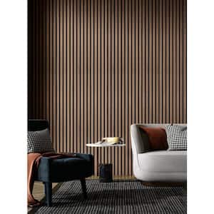 Walnut 0.83 in. x 0.65 ft. x 8 ft. Wood Slat Acoustic Panels, MDF Decorative Wall Paneling (4 Piece/21 sq. ft.)