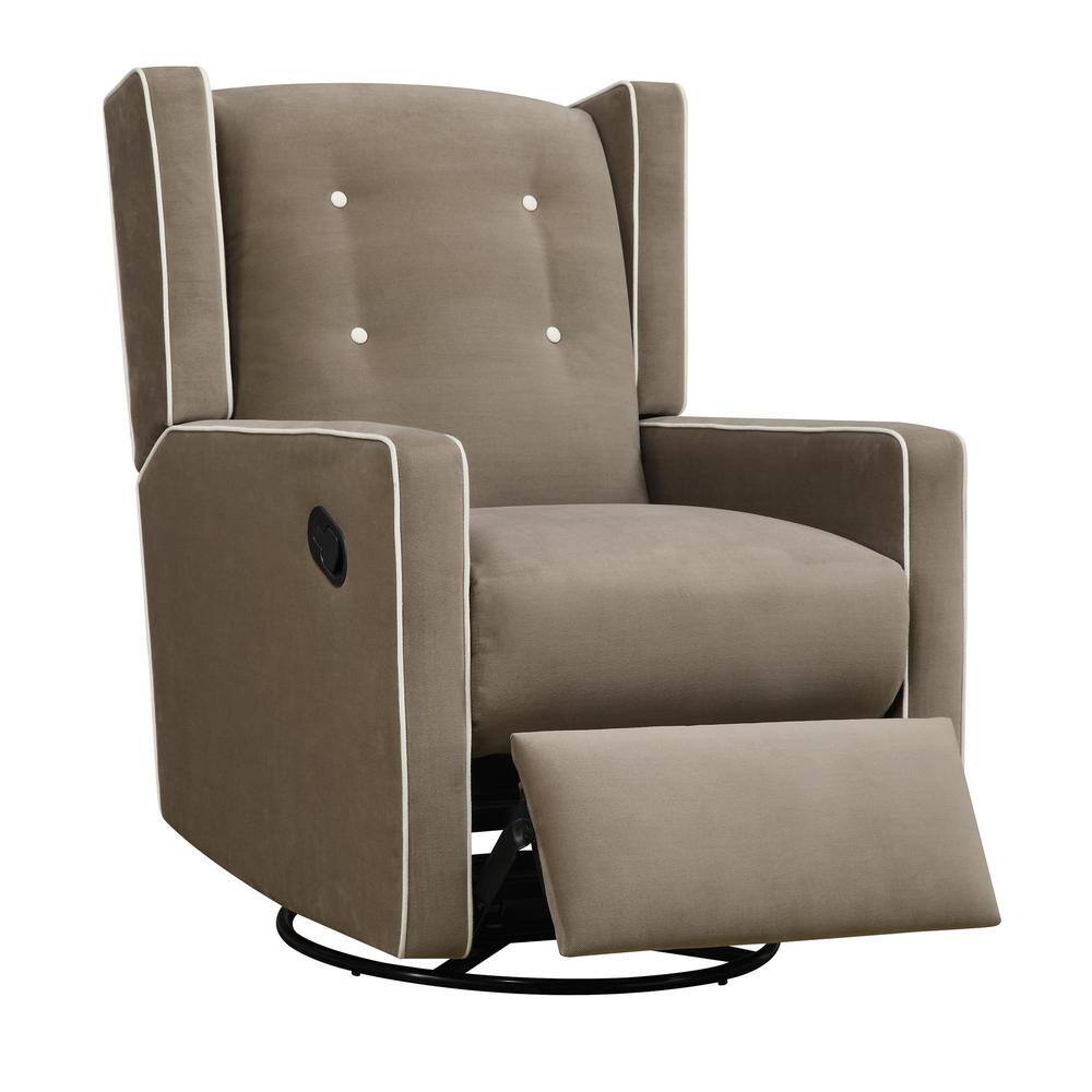 Mocha microfiber recliner with footrest partially extended.