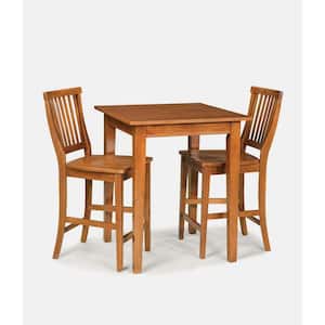 Arts and Crafts 30 in. Square Cottage Oak Wood 3 Piece Bistro Set Seating Capacity 2