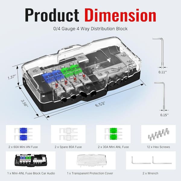Cabilock Bloc De Distribution Audio Alliage Avec Protection Surcharge - Porte Fusible Amplificateur Voiture