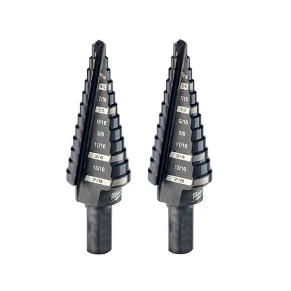 Milwaukee 3/16 in. to 7/8 in. #4 Black Oxide Step Drill Bit 12-Steps (2-Pack)