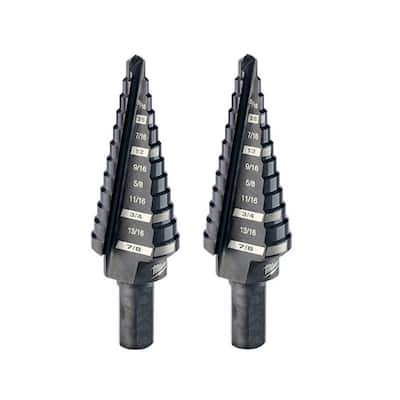3/16 in. to 7/8 in. #4 Black Oxide Step Drill Bit 12-Steps (2-Pack)