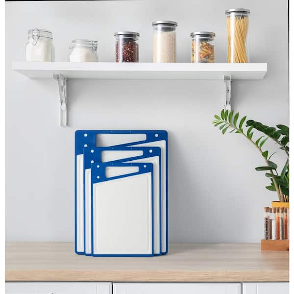 Joyjolt Cutting Board Set-cutting Boards For Kitchen-non Slip Large & Small  Chopping Boards; Meat Cutting Board With Juice Groove-white & Blue : Target