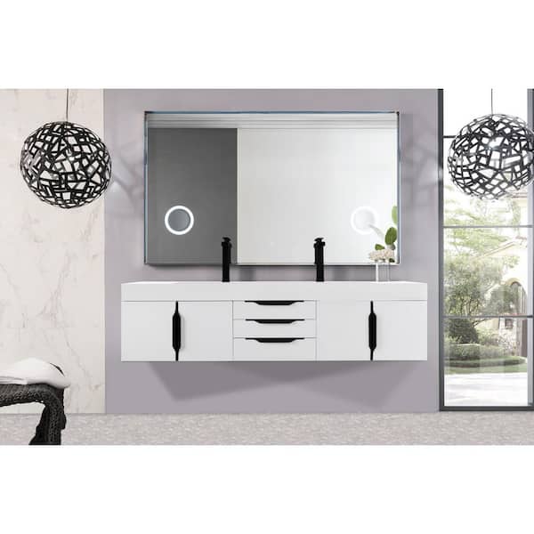 James Martin Vanities Columbia 72.5 in. W x 18.8 in. D x 14.5 in. H Double Bath Vanity Cabinet without Top in Glossy White