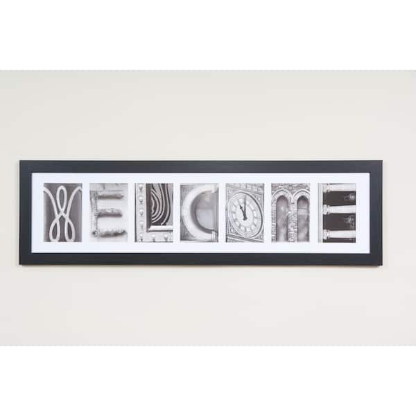Imagine Letters 7-Opening 4 in. x 6 in. White Matted Black Photo Collage Frame