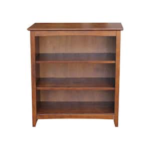 36 in. Espresso Wood 3-shelf Standard Bookcase with Adjstable Shelves