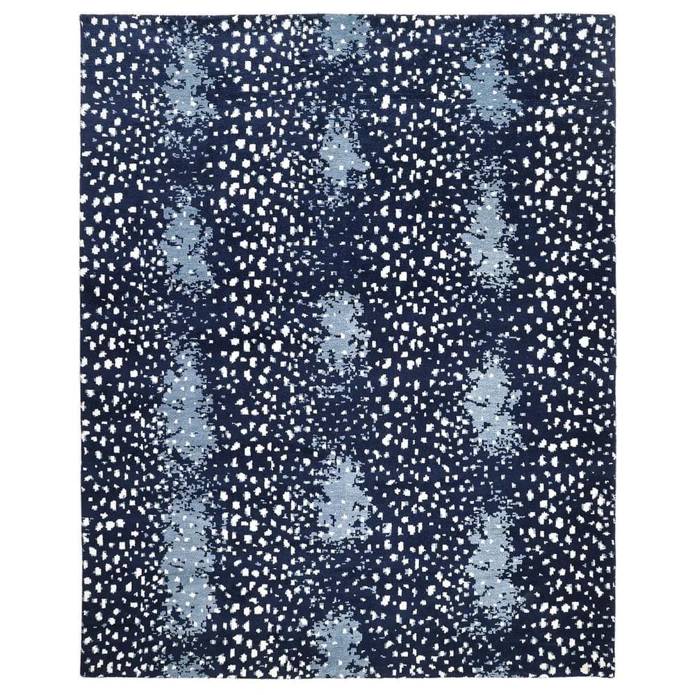 Plush Navy Wool 9' x 12' Hand-Knotted Rectangular Area Rug