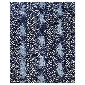 Louis Contemporary Modern Navy 9 ft. x 12 ft. Hand-Knotted Area Rug