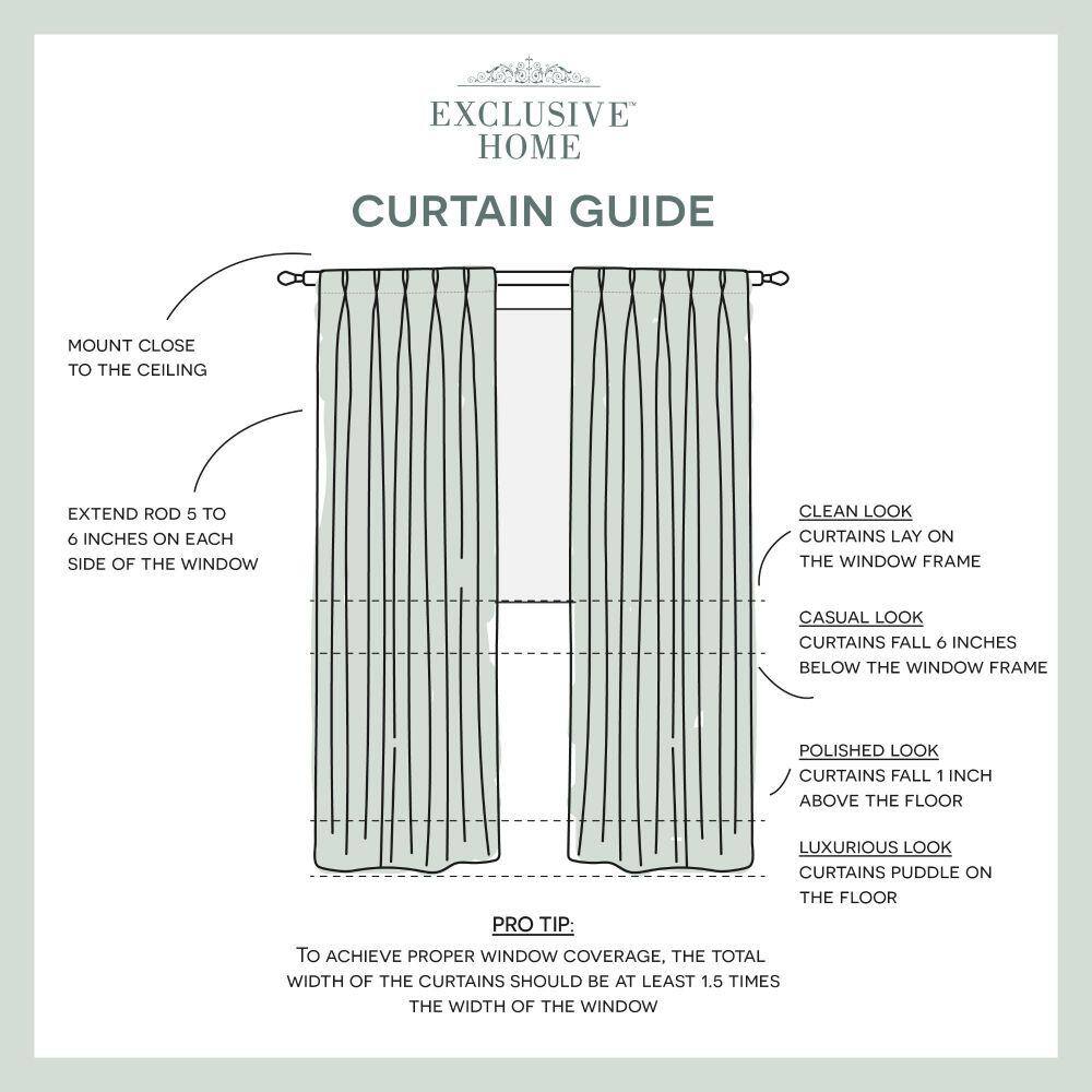 Set of 2 96"x30" Sateen Twill Woven Blackout Pinch Pleat Curtains, Thermal Insulated, Mid-Century Modern - Exclusive Home