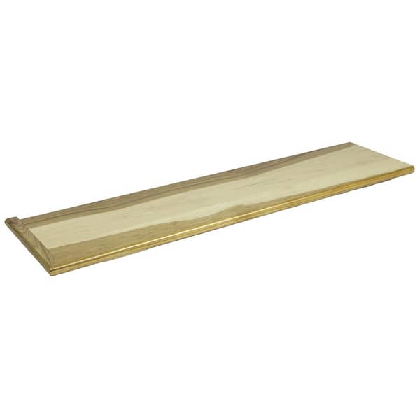 1 in. x 11.5 in. x 60 in. Prefinished Natural Hickory Left Return Plain Cut Tread