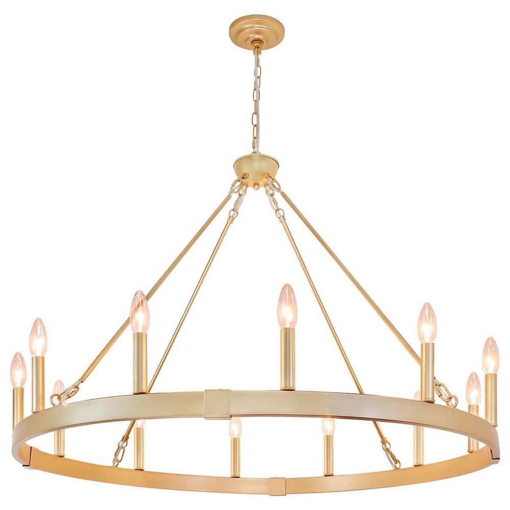 Gold Wagon Wheel Chandelier