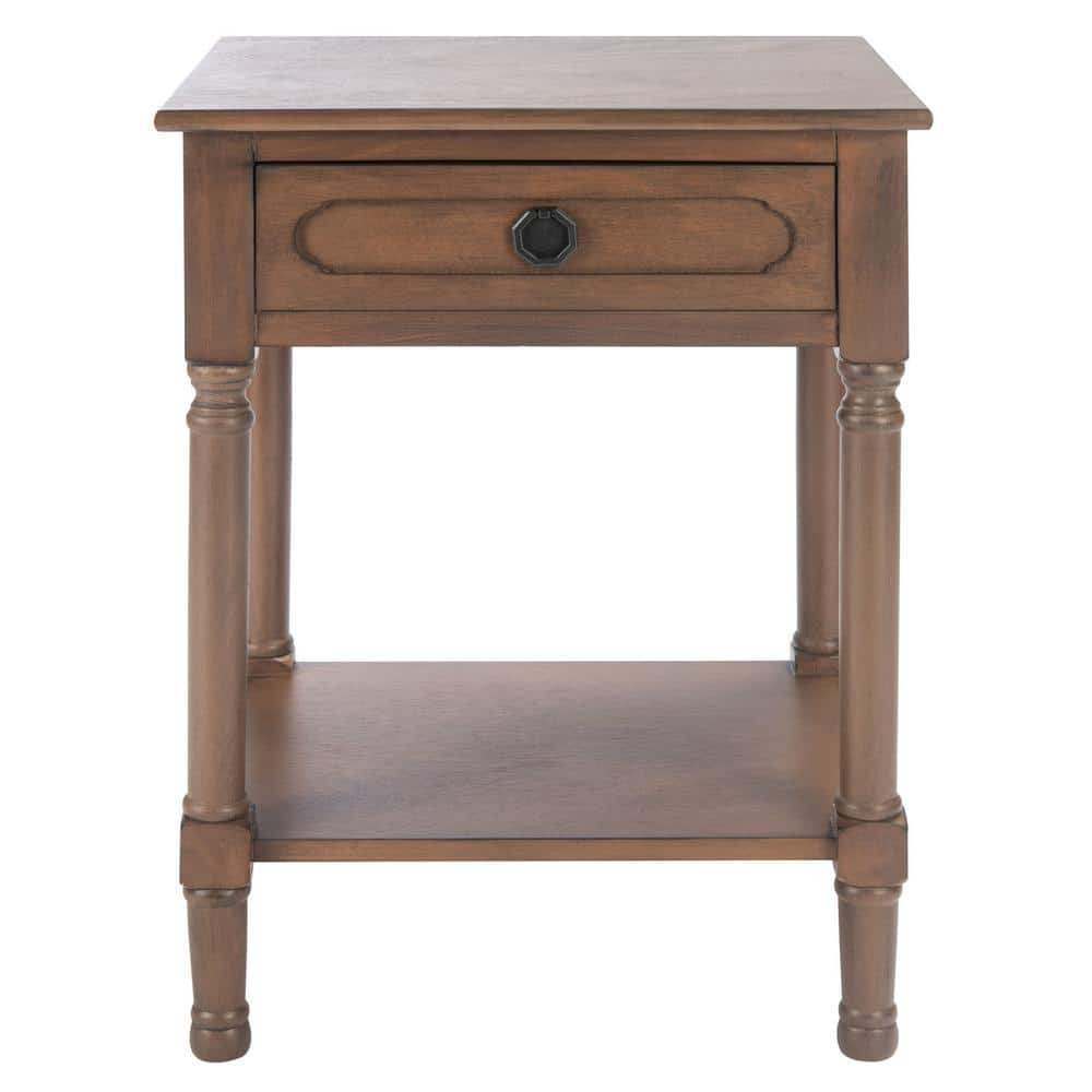 SAFAVIEH Allura 19 in. Brown Rectangle Wood Storage End Table ACC5718C ...