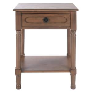 Allura 19 in. Brown Rectangle Wood Storage End Table