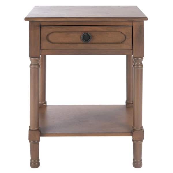 SAFAVIEH Allura 19 in. Brown Rectangle Wood Storage End Table