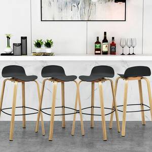 35 in. Modern Barstools 30 in. Pub Chairs with Low Back and Metal Legs Black (Set of 4)
