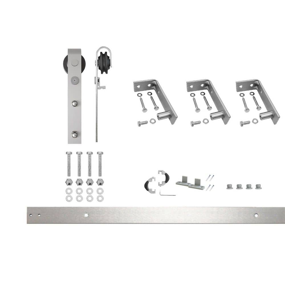 4.5 ft. /54 in. Brushed Nickel Ceiling Mount Non-Bypass Sliding Barn Door Track and Hardware Kit for Single Door price history on PriceWatchPro