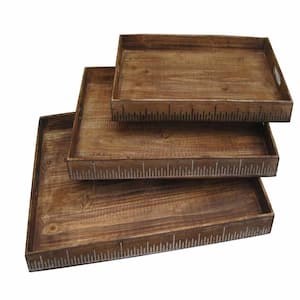 Amelia 1 in. W x 12 in. H x 19 in. D Rectangle Brown Wood Dinnerware and Serving Storage (Set of 3)