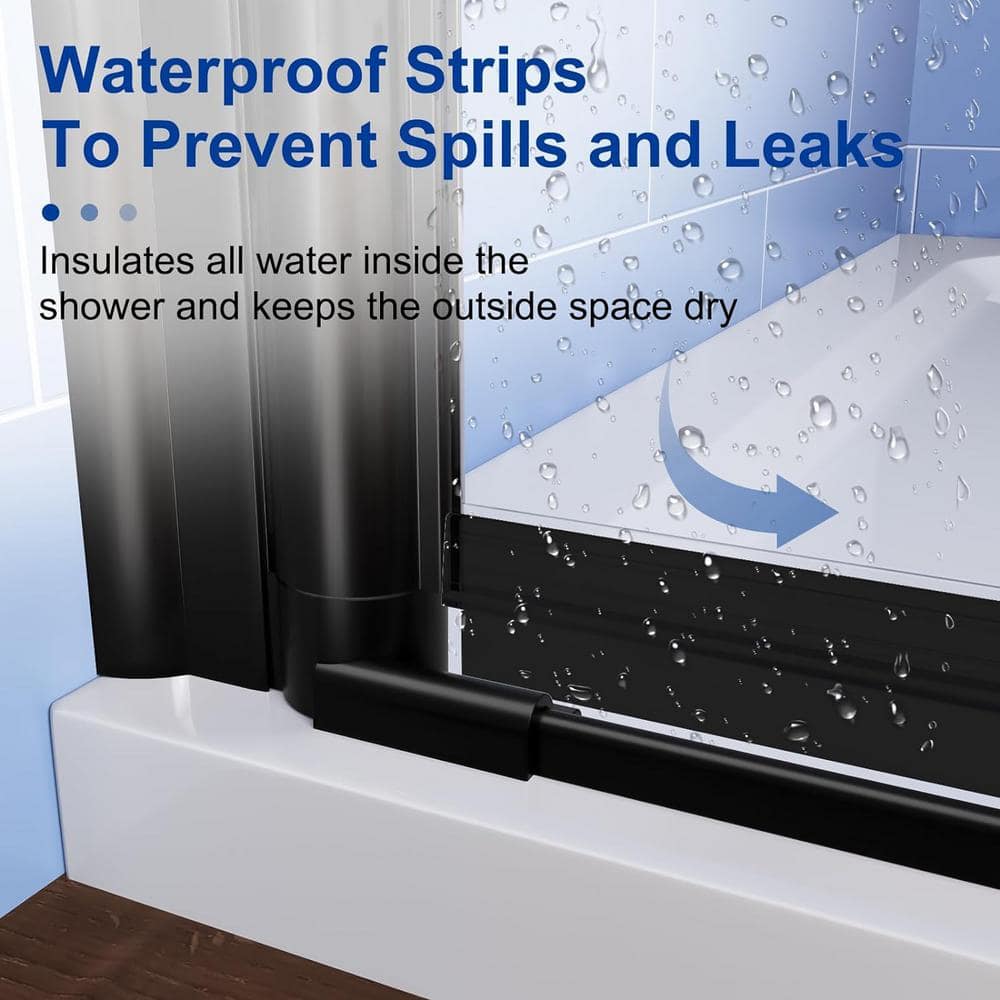 32'' W x 72'' H Frameless Clear Glass Shower Door in Matte Black