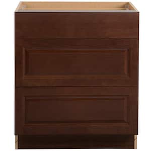 Benton Assembled 30x34.5x24.6 in. Base Cabinet with 3-Soft Close Drawers in Amber