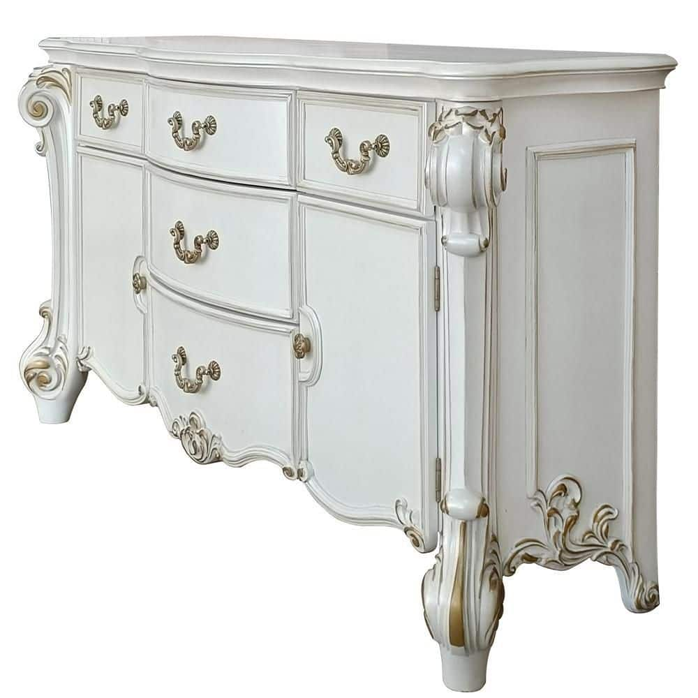 Vendome 5-Drawers Antique Pearl Dresser (38 in. H X 71 in. W X 21 in. D) -  Acme Furniture, BD01342