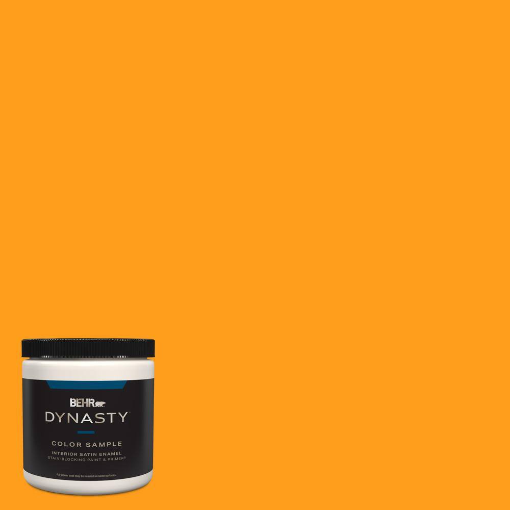 BEHR DYNASTY 8 oz. #300B-7 Goldfish Satin Enamel Stain-Blocking ...