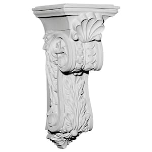 7-7/8 in. x 8-3/4 in. x 18-1/4 in. Primed Polyurethane Scroll Leaf Corbel
