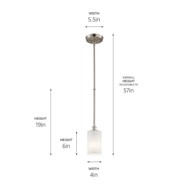 Kichler Joelson 3-Light Brushed Nickel Transitional Etched Glass Drum LED Medium Hanging Pendant Light